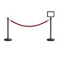 Montour Line Stanchion Post and Rope Kit Black, 2CrownTop 1RedRope 8.5x11H Sign C-Kit-1-BK-CN-1-Tapped-1-8511-H-1-PVR-RD-PS